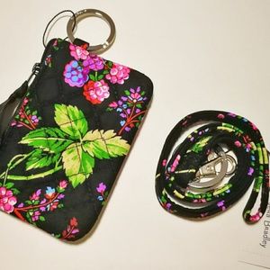 Vera Bradley Lanyard  ID Case in Winter berry